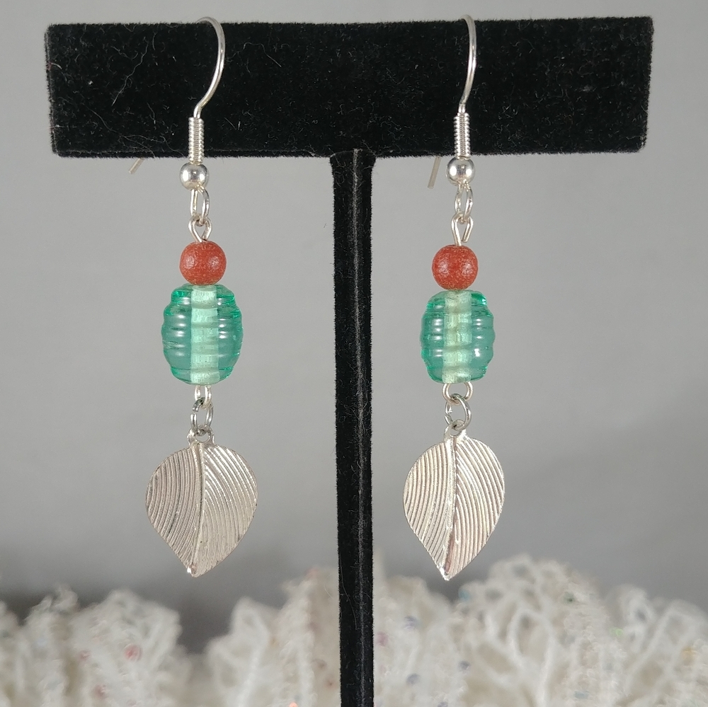Leaf Earrings Beaded